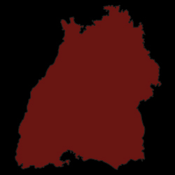 Bundesland Baden-Württemberg in Deutschland rot gefärbt