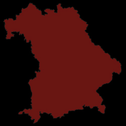 Bundesland Bayern in Deutschland rot gefärbt