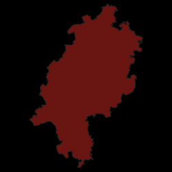 Bundesland Hessen in Deutschland rot gefärbt