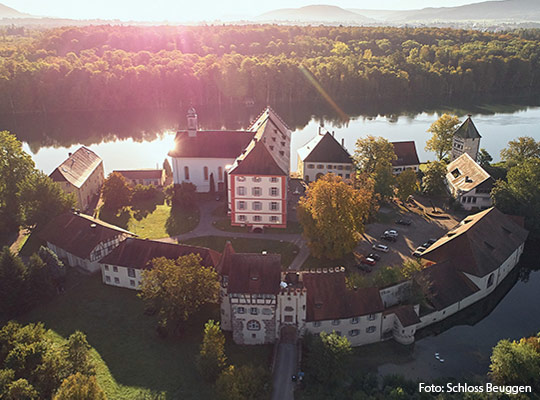 Schöne Ansicht des Schloss Beuggens bei schönem Wetter.